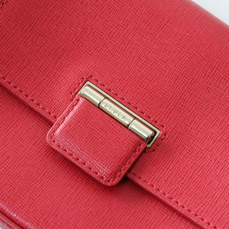FURLA  美品 フルラ FURLA 235828 ミニ ショルダー バッグ/レッド レザー クロス