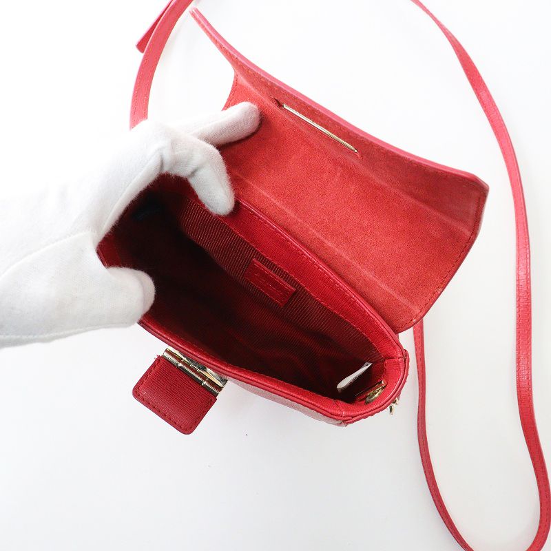 フルラ FURLA 235828 ミニ ショルダー バッグ/レッド レザー クロス