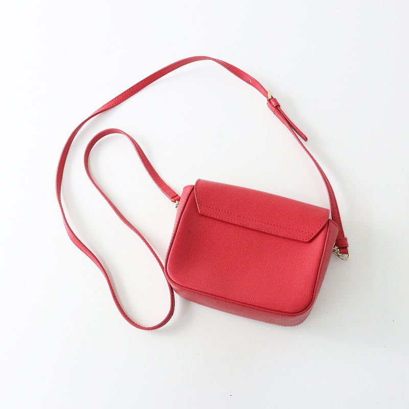 FURLA  美品 フルラ FURLA 235828 ミニ ショルダー バッグ/レッド レザー クロス