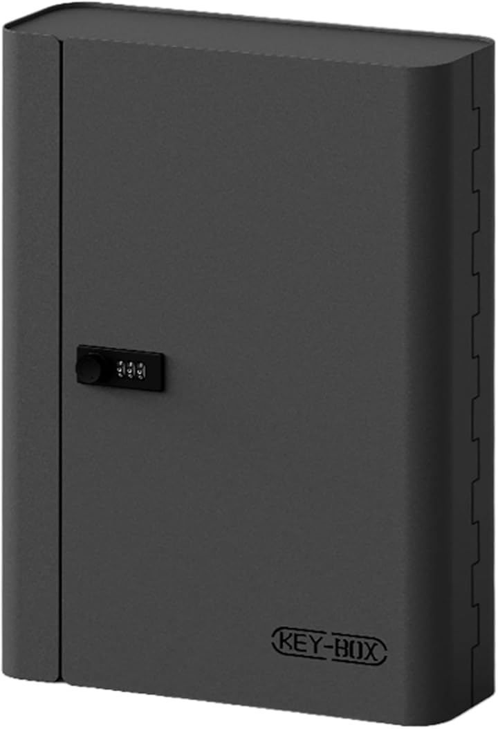 AOVOCO セキュリティキーボックス 壁掛け 暗証番号 ダイヤル式 3桁 keybox 鍵収納 鍵置き 防犯 盗難防止 会社 事務所 業務用 オフィス 車 玄関 別荘 アパート用 (ブラック, 60キー)
