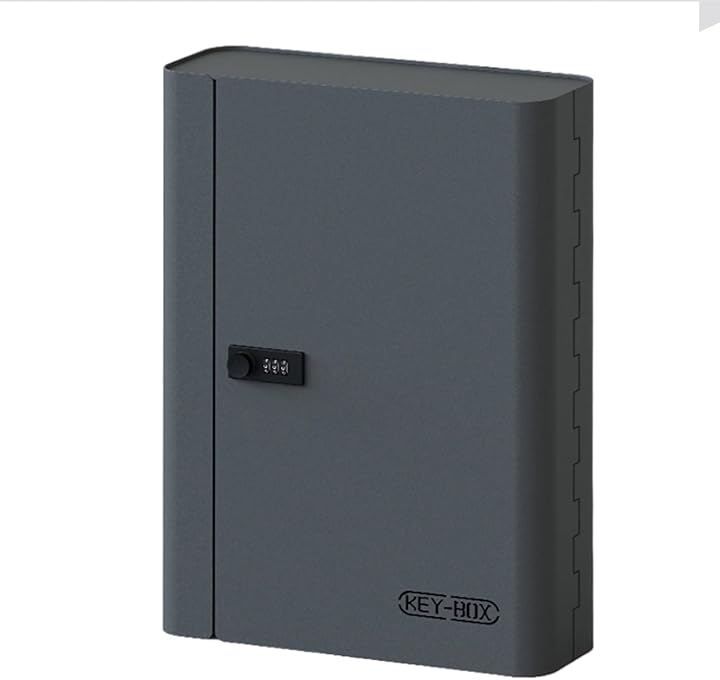 AOVOCO セキュリティキーボックス 壁掛け 暗証番号 ダイヤル式 3桁 keybox 鍵収納 鍵置き 防犯 盗難防止 会社 事務所 業務用 オフィス 車 玄関 別荘 アパート用 (ダークグレー, 60キー)