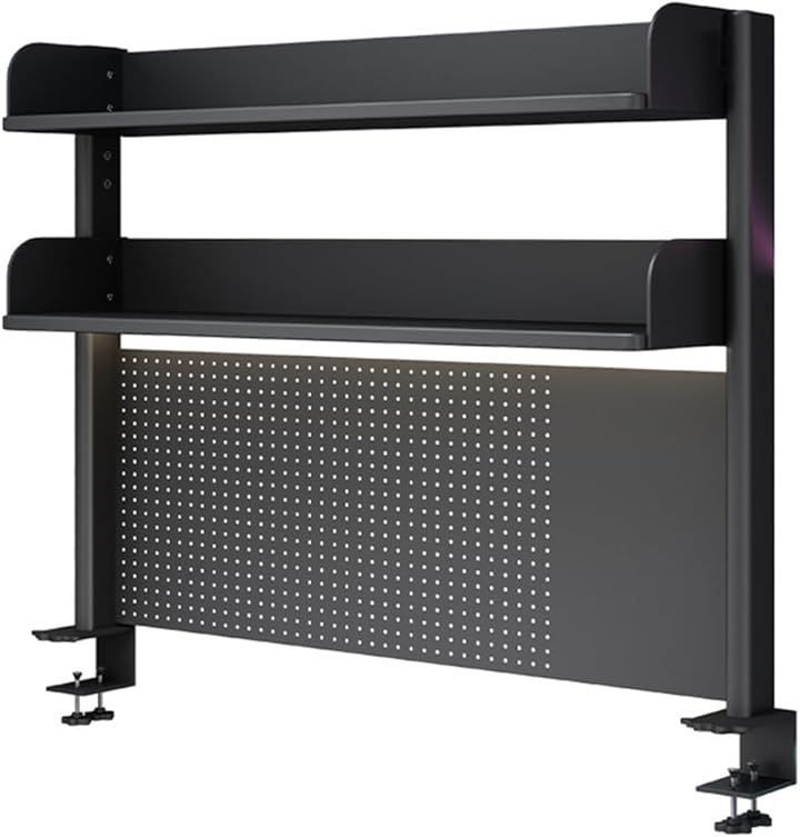 AOVOCO 机上ラック 本棚 有孔ボード デスクシェルフ スチールラック デスク上置き棚 ブックスタンド 卓上 簡単組立 (ブラック, 3段、幅60x高さ95)