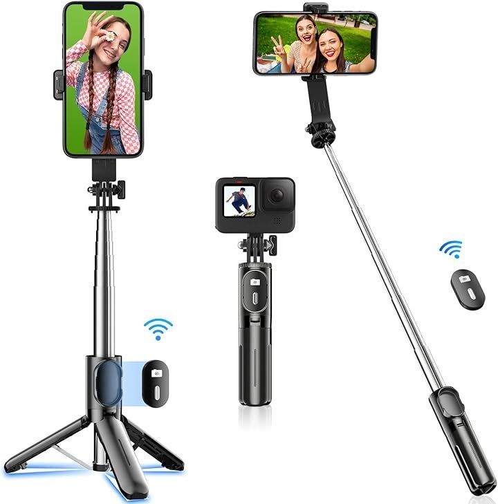 Ailewu Selfie Stick Mini, Stable Model Smartphone Stand, Tripod, Digital Camera Dual Use, Jidori Stick, iPhone & Android Compatible, Jidoribo Compact Cell Phone Stand with Remote Control (Black)
