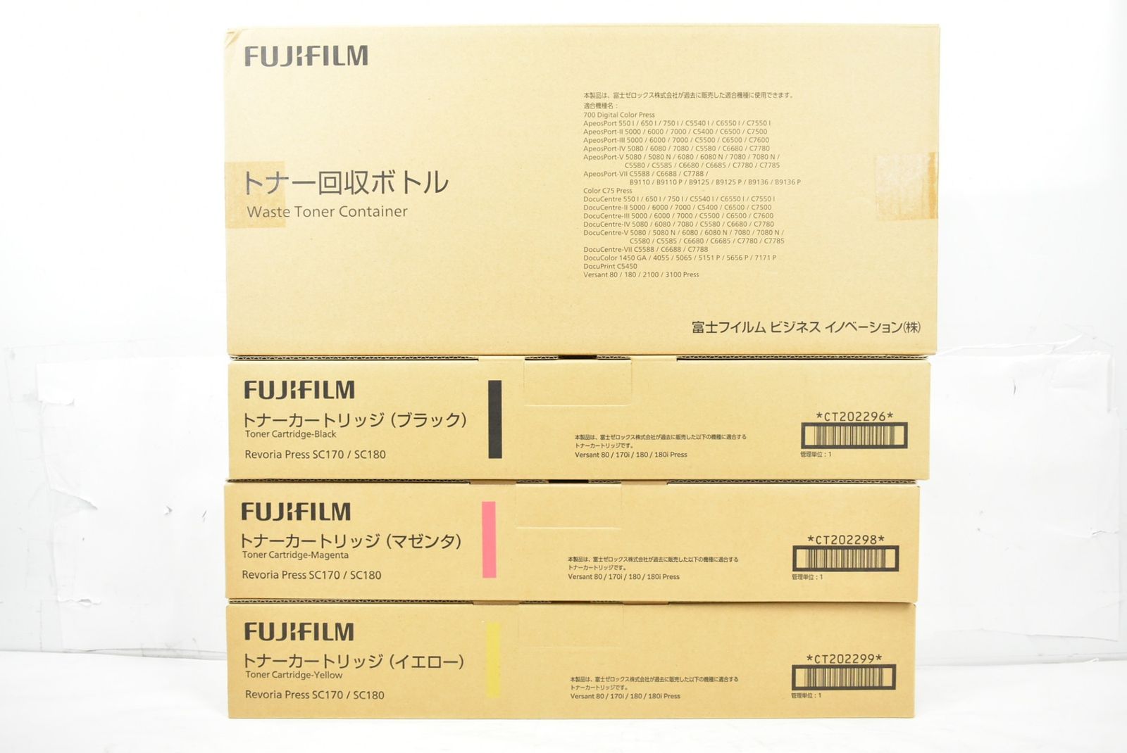 未使用 フジフィルム 純正 トナー CT202296/98/99 3色（マゼンタ・イエロー・ブラック） トナー回収ボトル付き FUJIFILM IT3I4C7Y4DLM-D-L15-byebye