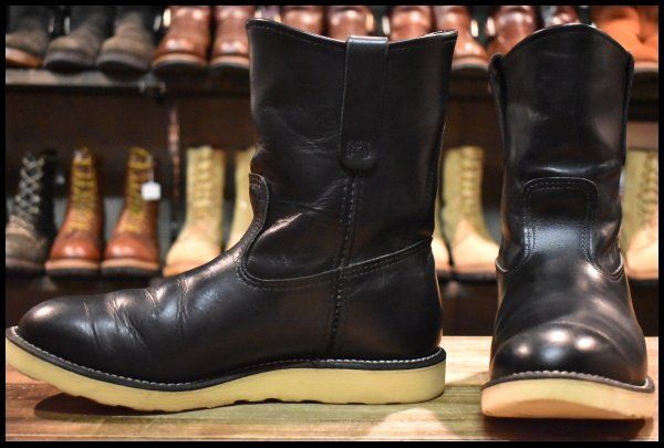 【9E 良品 10年】レッドウィング 8169 ペコス 黒 ブラッククローム プルオン クッションソール ブーツ redwing pecos HOPESMORE【GE015】
