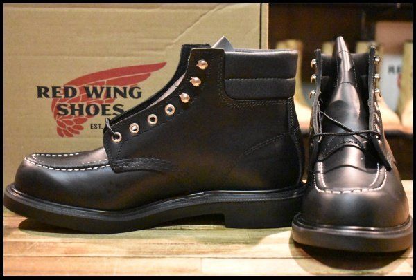 【9.5E 未使用 23年】レッドウィング 8133 スーパーソール 黒 ブラッククローム モックトゥ レースアップ ブーツ redwing HOPESMORE【GE016】
