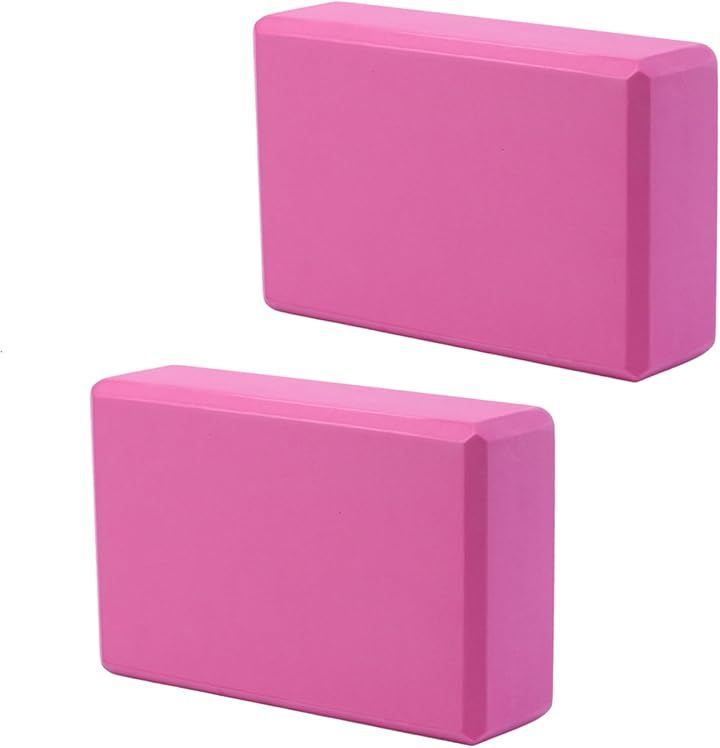 Aurenne Yoga Blocks, Set of 2, Stretch Blocks, Workout, Washable, Pilates Fitness, Yoga Poses, Lightweight, Water Repellent (Pink)