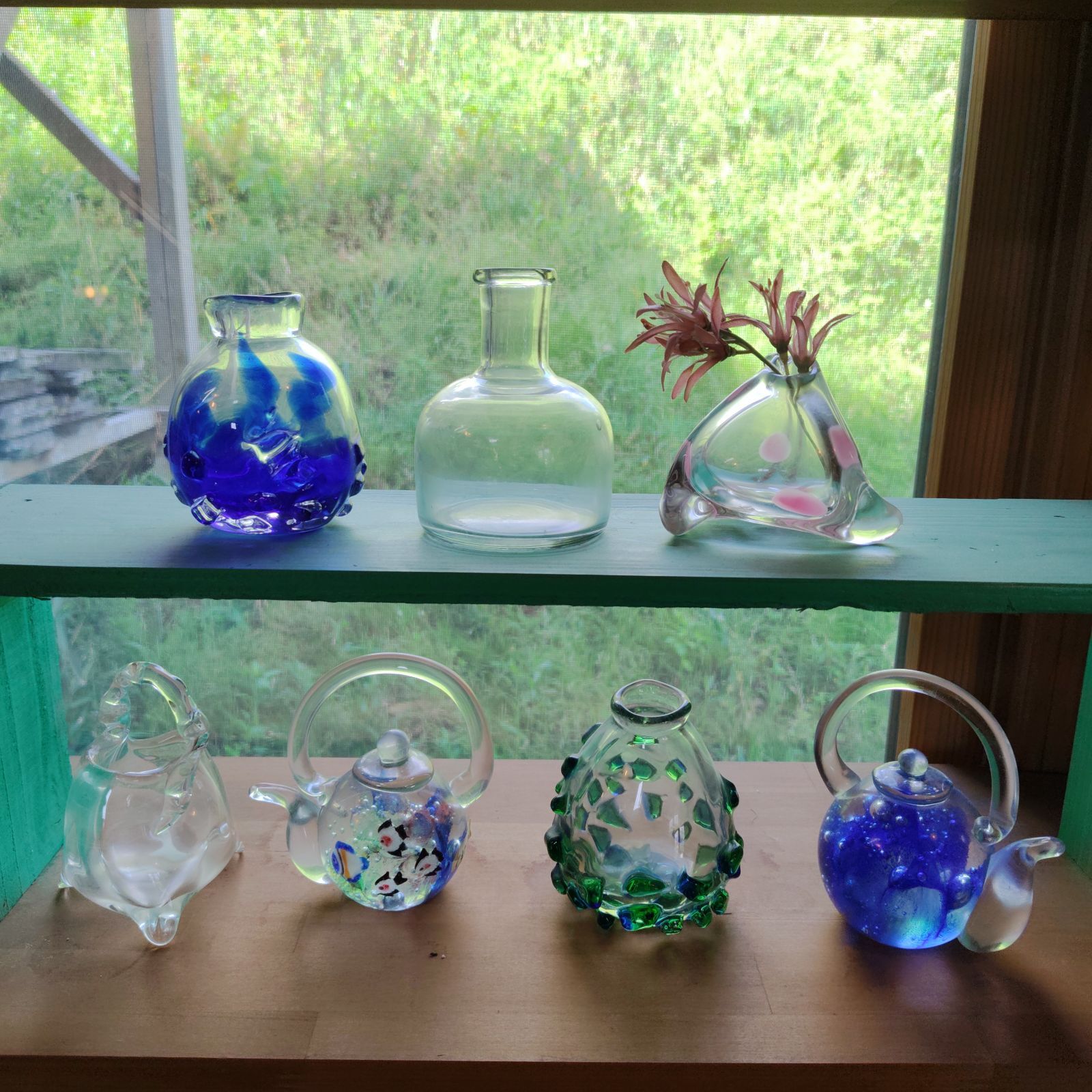 ハンドメイド　ガラス花器　セット