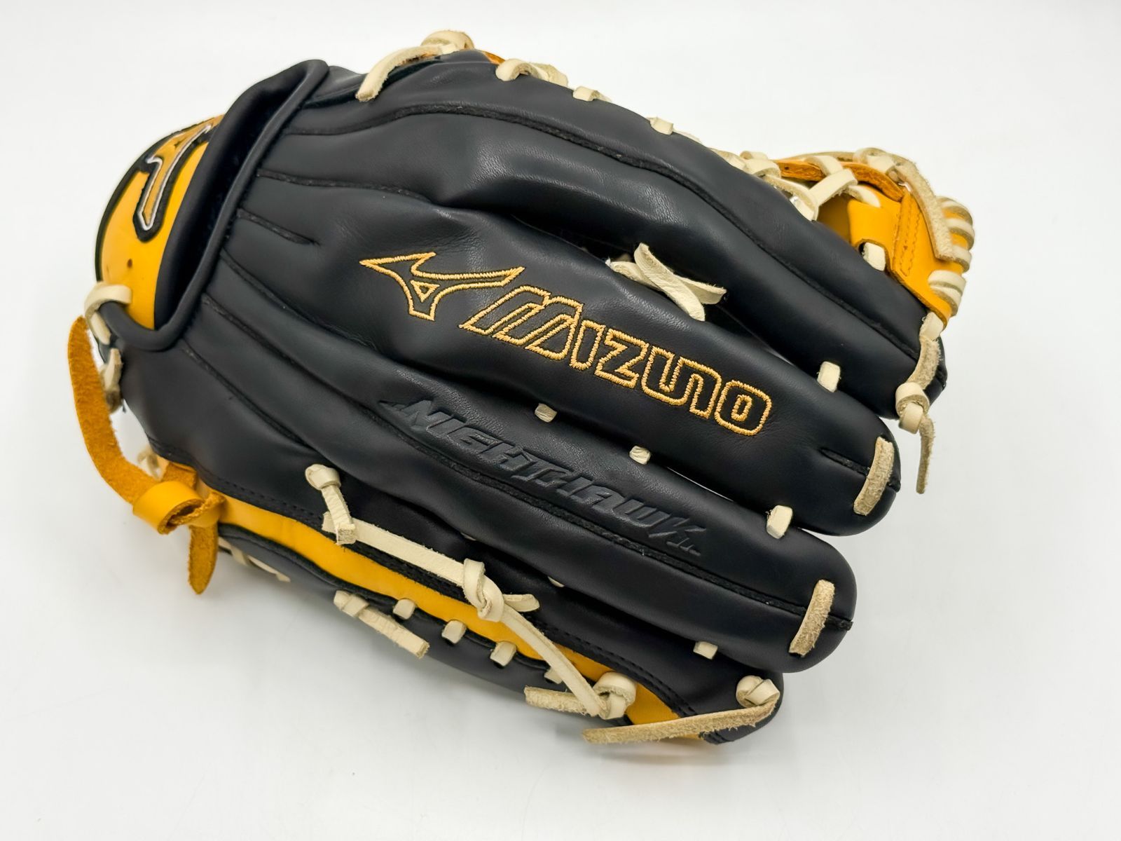 Mizuno 軟式グローブ 黒/黄 Mizuno Pro ミズノプロ 軟式グローブ 内野手用 ブラック×ゴールド 美品