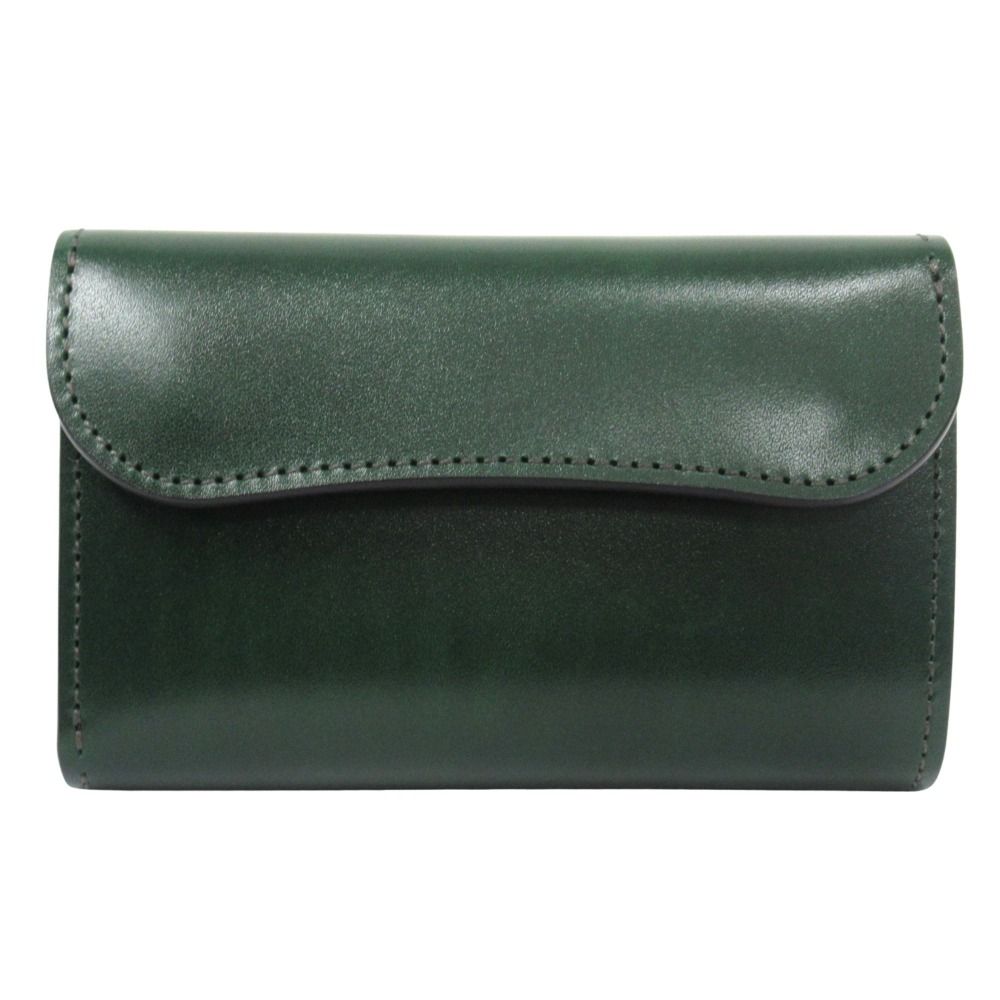 未使用 WILDSWANS ワイルドスワンズ SADDLE PULL UP BYRNE サドルアップ バーン 中型 三つ折り 財布 レザー 緑 グリーン メンズ 古着 中古 USED
