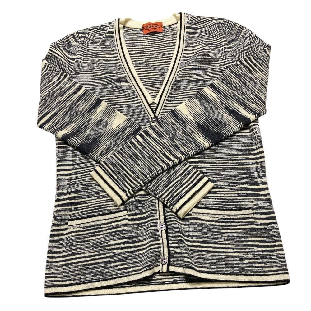 美品 MISSONI ミッソーニ ボーダーニットカーディガン 40 ブラック 美品 MISSONI ミッソーニ ボーダーニットカーディガン 40 ブラック