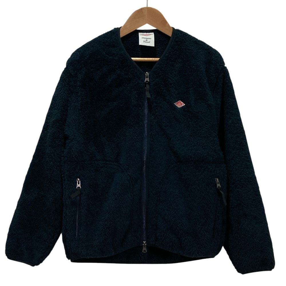 美品 DANTON ダントン ノーカラー フリースジャケット 38 ネイビー 美品 DANTON ダントン ノーカラー フリースジャケット 38 ネイビー