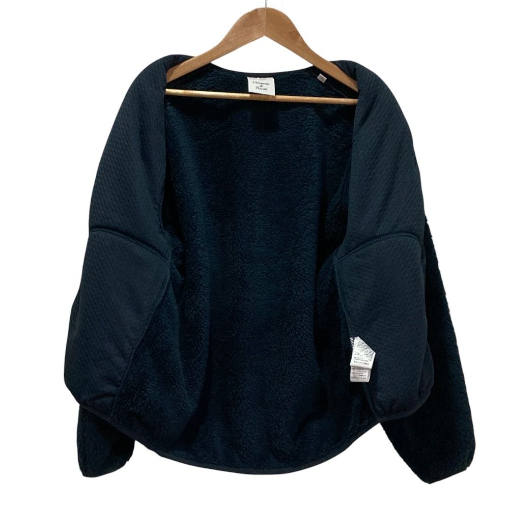 美品 DANTON ダントン ノーカラー フリースジャケット 38 ネイビー
