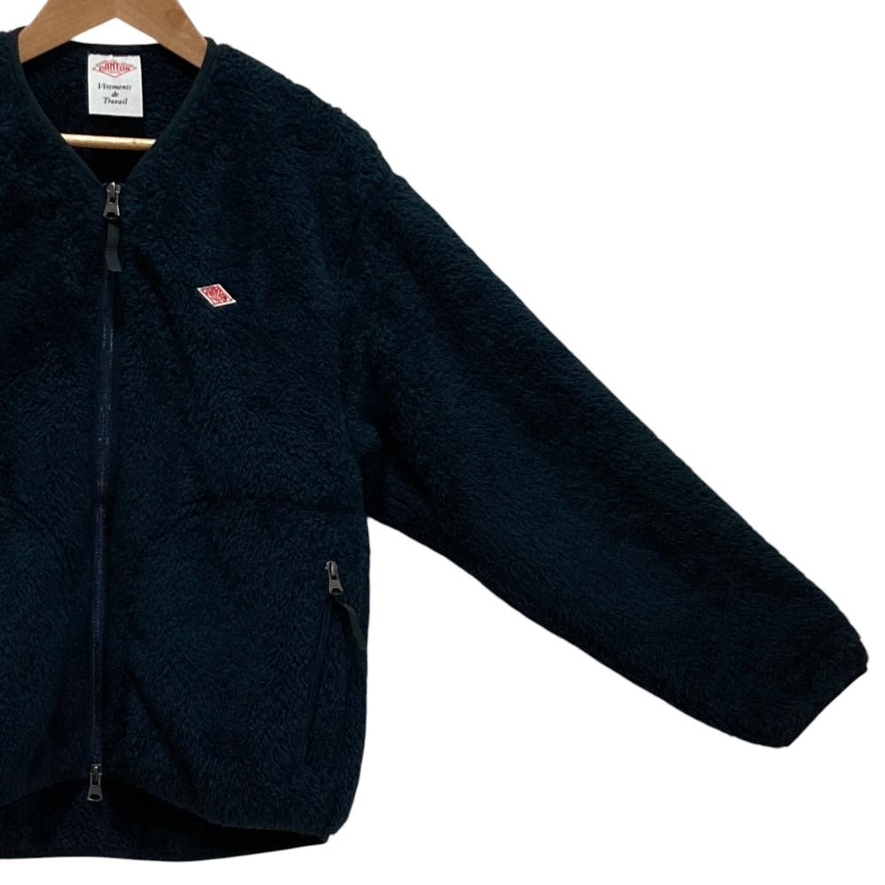 美品 DANTON ダントン ノーカラー フリースジャケット 38 ネイビー