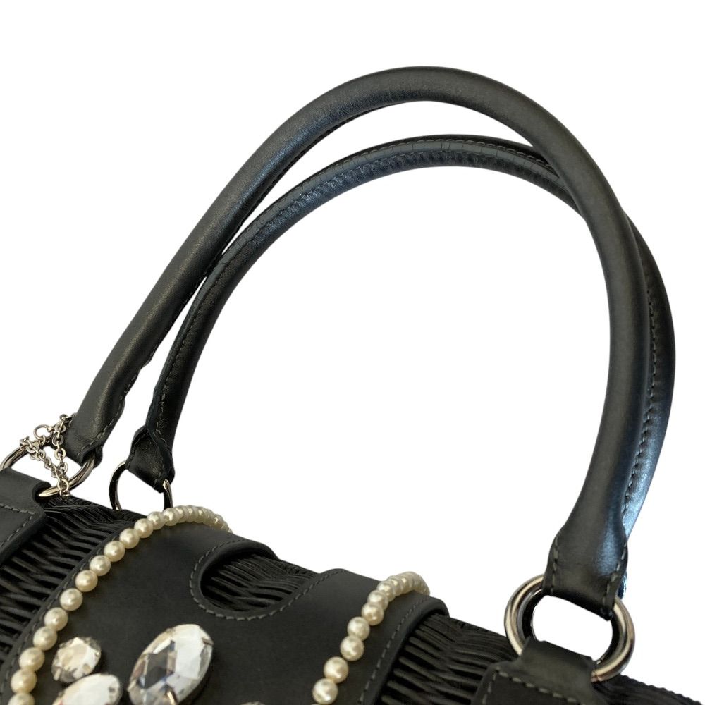 美品 銀座かねまつ Ginza Kanematsu ビジュー×パール ハンド カゴ