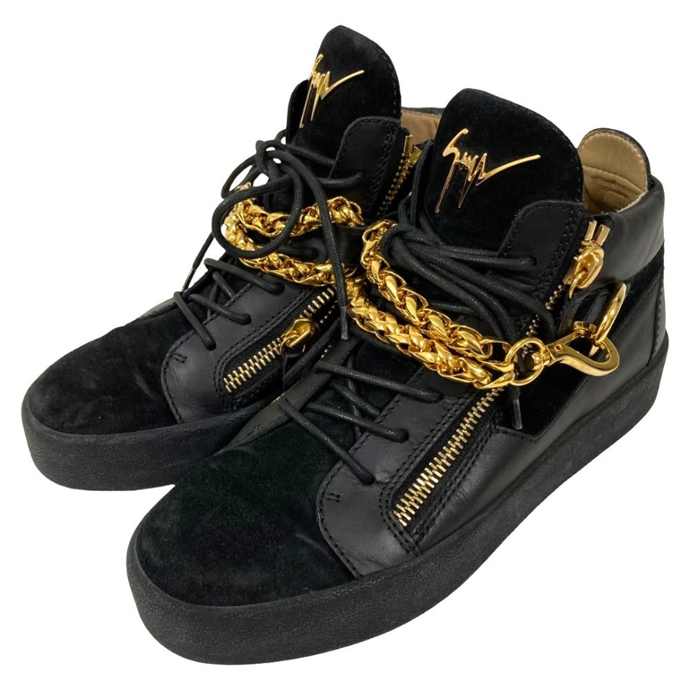 美品 Giuseppe Zanotti ジュゼッペザノッティ チェーン装飾 レザー
