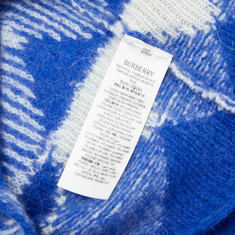 BURBERRY バーバリー 23AW セーフティーピン アルパカチェックニットセーター 8076250 ブルー XXS BURBERRY（バーバリー） 23AW セーフティーピン アルパカチェック