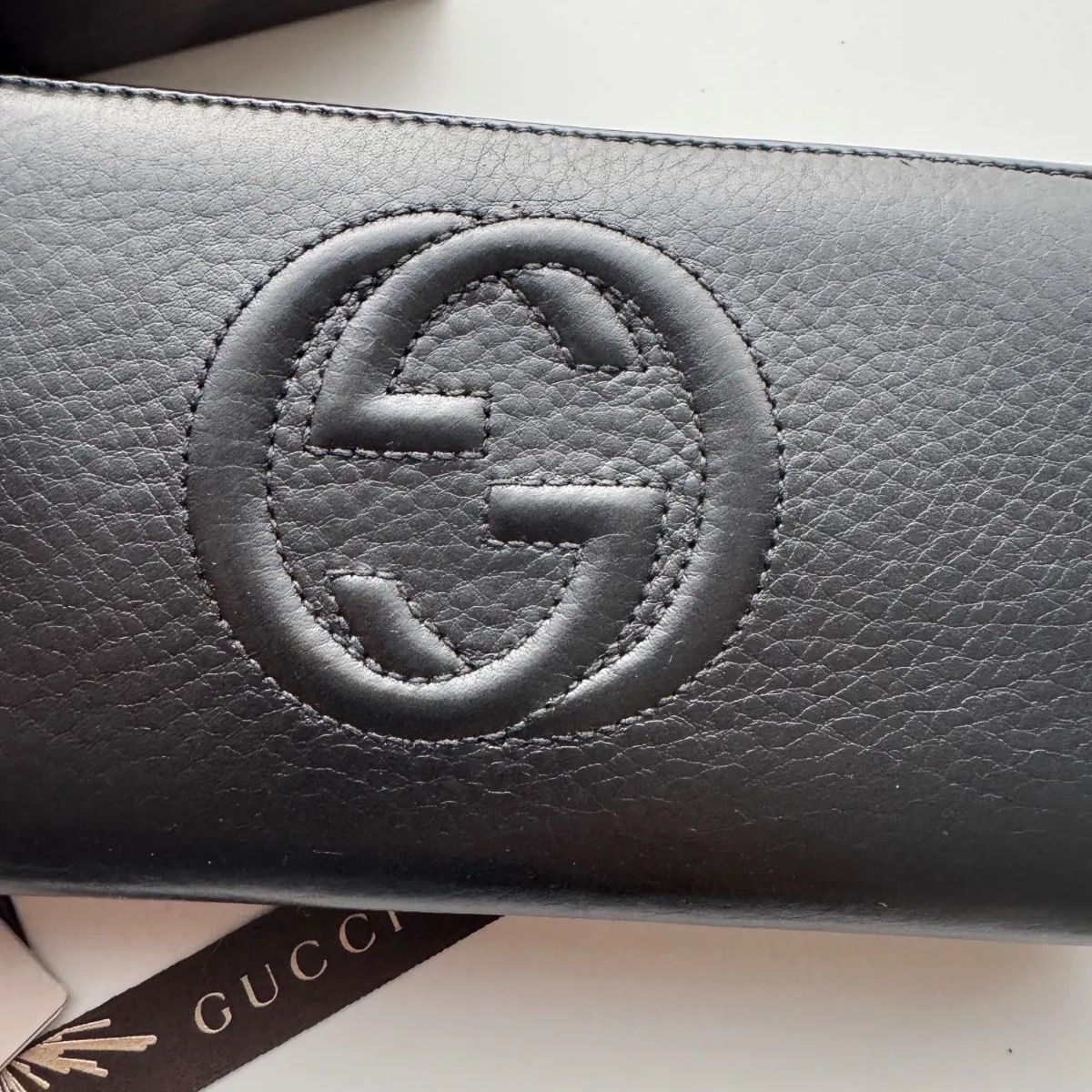 美品】 416 GUCCI グッチ ラウンドファスナー 長財布 SOHO - メルカリ