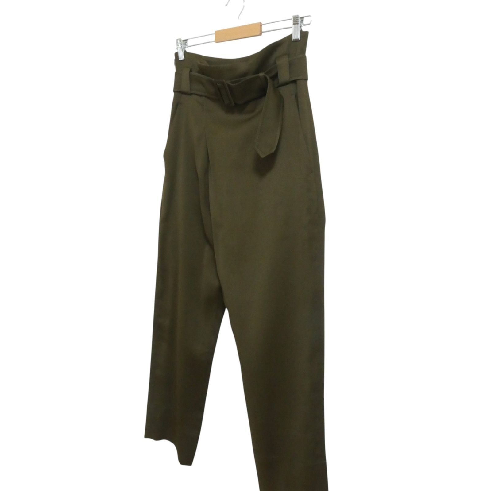 極美品 CEDRIC CHARLIER セドリックシャルリエ アシンメトリー ベルト付き サルエルパンツ ワイドパンツ テーパード レーヨン×ウール カーキ系 I40 レディース 極美品 CEDRIC CHARLIER セドリックシャルリエ アシンメトリー ベルト付き サルエルパンツ ワイドパンツ テーパード レーヨン×ウール カーキ系 I40 レディース