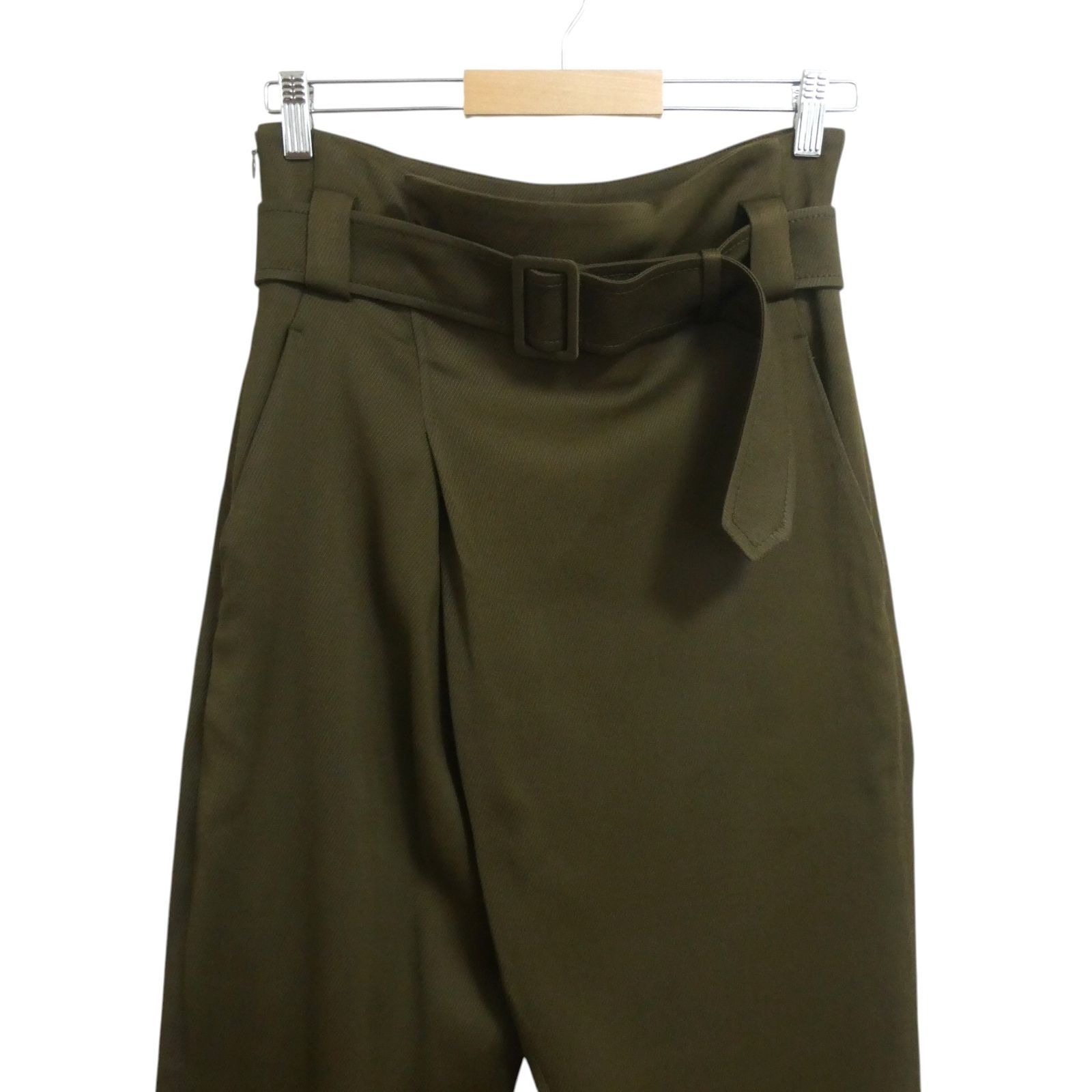 極美品 CEDRIC CHARLIER セドリックシャルリエ アシンメトリー ベルト付き サルエルパンツ ワイドパンツ テーパード レーヨン×ウール カーキ系 I40 レディース 極美品 CEDRIC CHARLIER セドリックシャルリエ アシンメトリー ベルト付き サルエルパンツ ワイドパンツ テーパード レーヨン×ウール カーキ系 I40 レディース