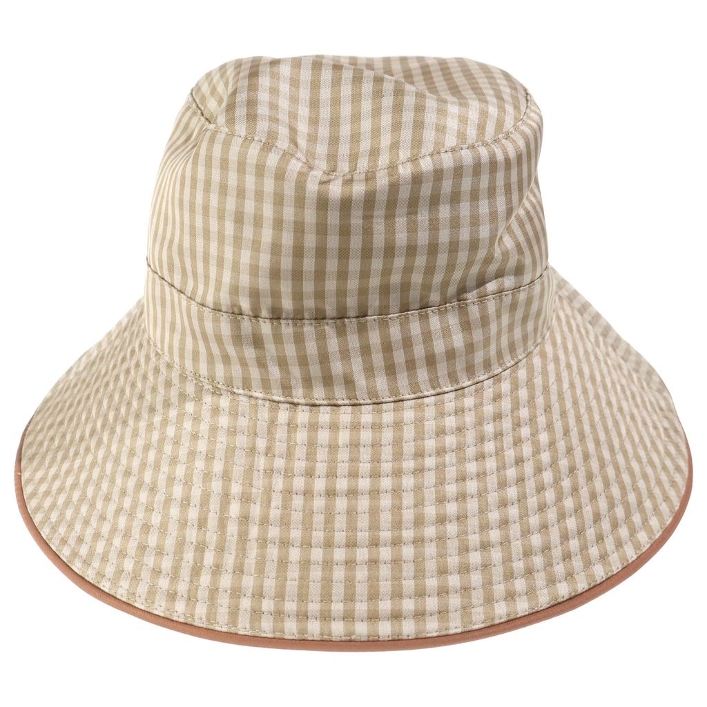 HERMES (エルメス) エルメス シルク チェックバケットハット ブラウン