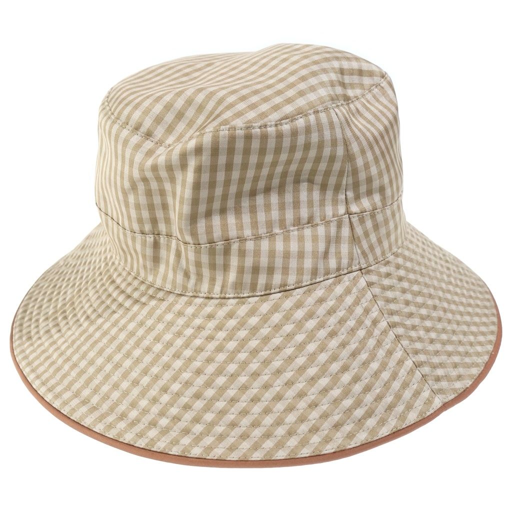 HERMES (エルメス) エルメス シルク チェックバケットハット ブラウン