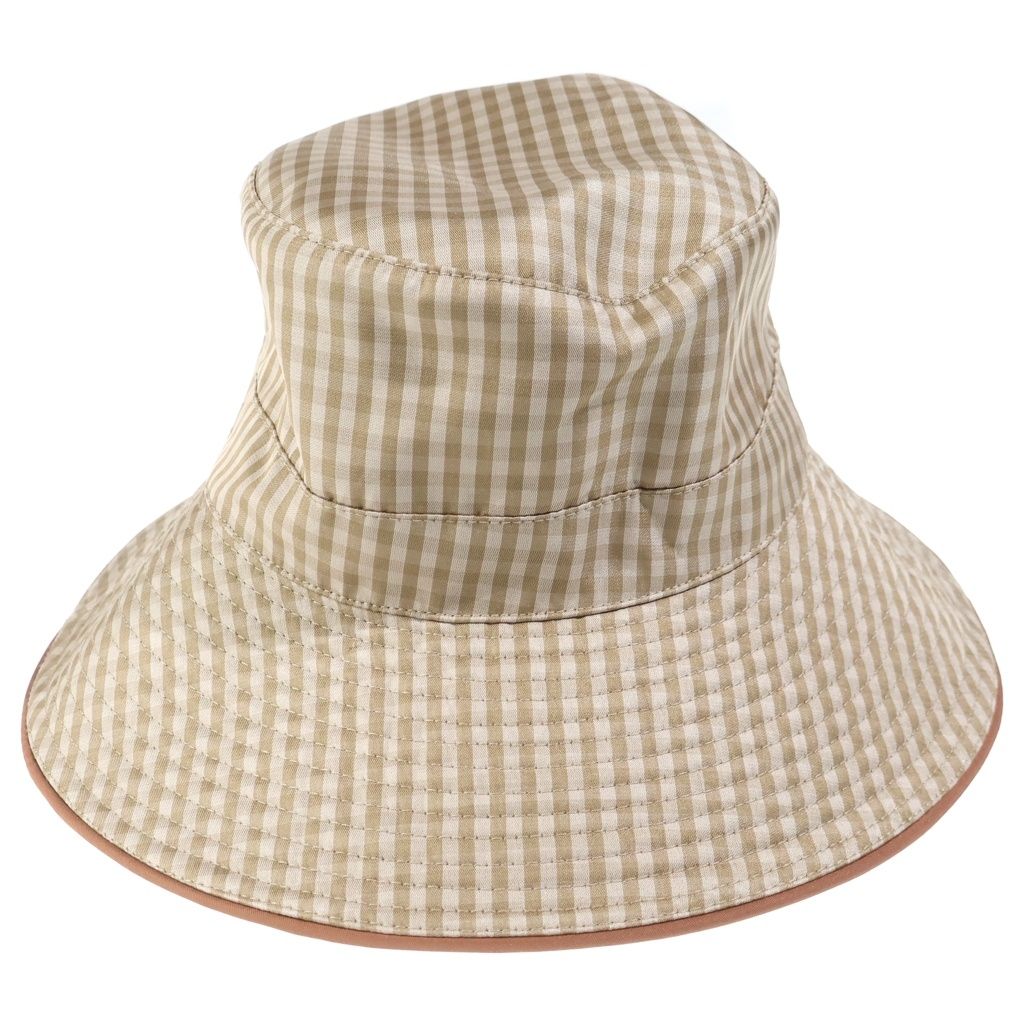 HERMES (エルメス) エルメス シルク チェックバケットハット ブラウン