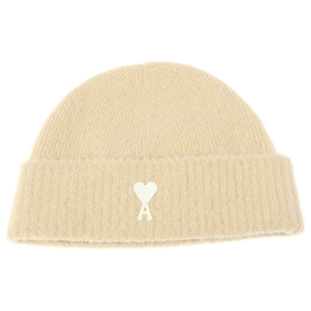 AMI Alexandre Mattiussi (アミアレクサンドルマテュッシ) Ami de Coeur ウール混 ロゴ ニット帽 キャップ ベージュ UHA105.KN0032 8,993円