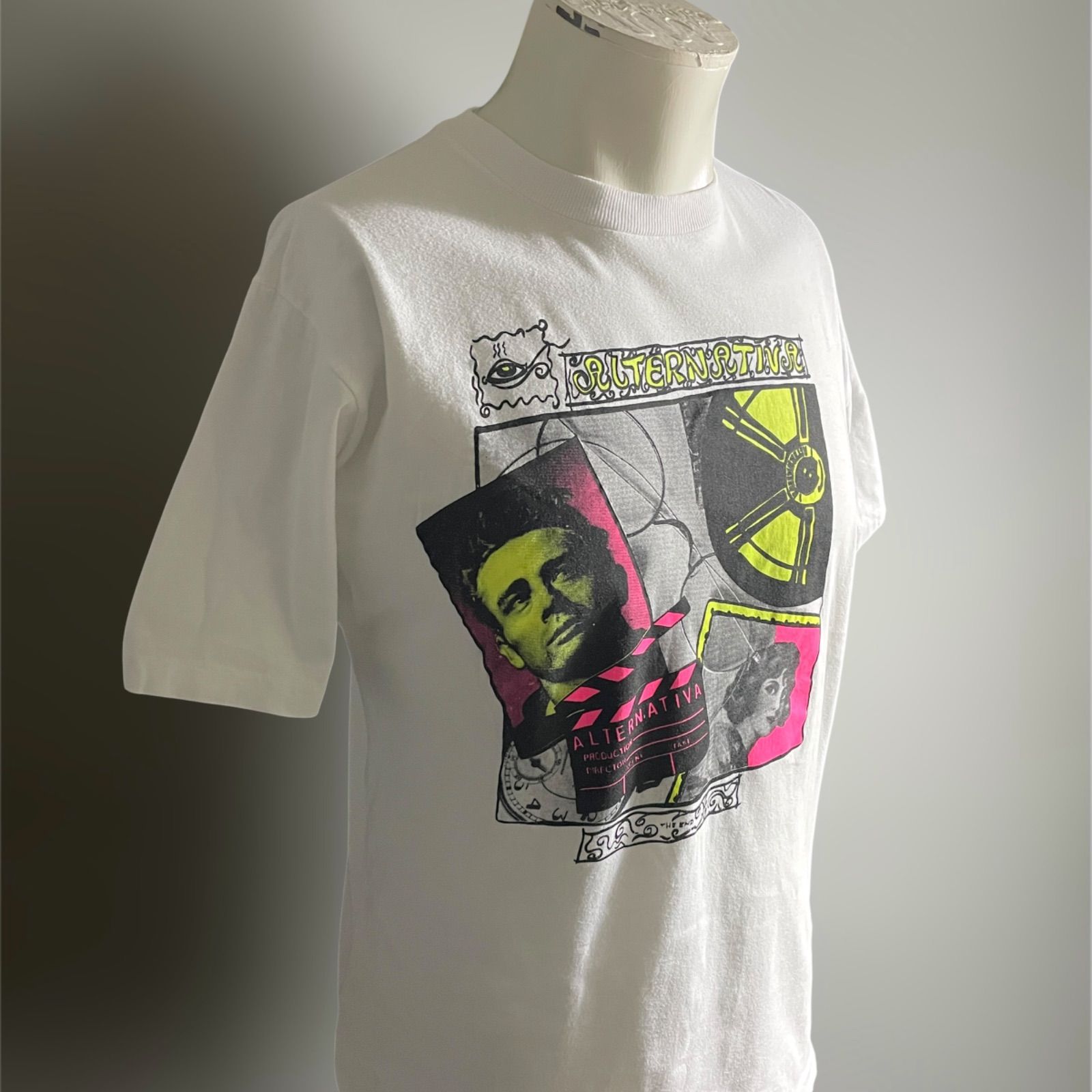 ヨーロッパ 90s ヴィンテージ Tシャツ 白 Tee プリント ジェームズディーン JAMES 映画 ムービー Vintage Europe シングルステッチ I125