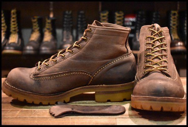 【7.5E 中古 旧ロゴ 99年】WESCO ウエスコ カスタムジョブマスターLTT ブラウン ヌバック ハニーソール 編み上げ ブーツ HOPESMORE【GD345】