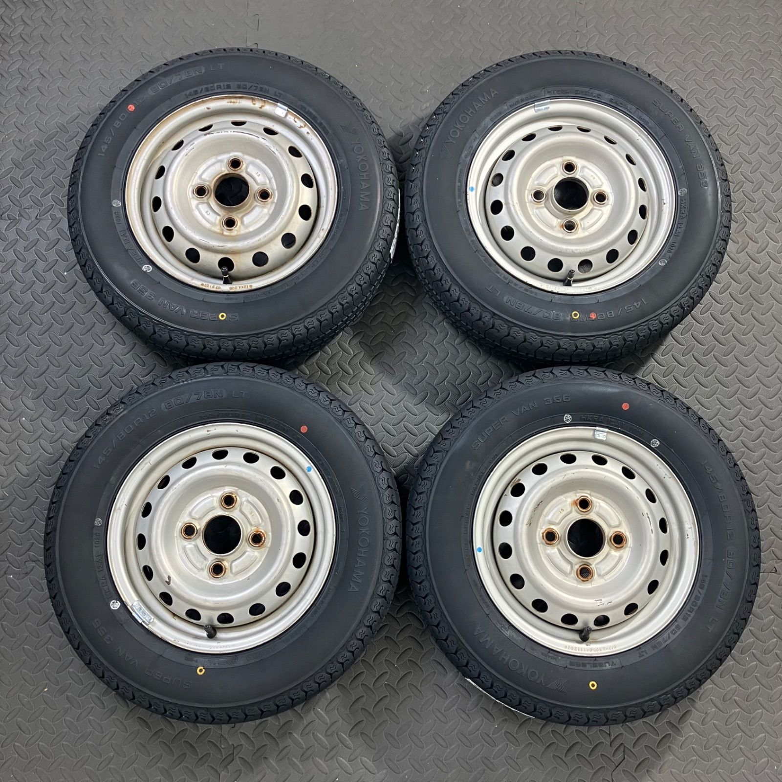 26年製 新品タイヤ 145/80R12 80/78N LT ヨコハマ スーパーバン356(夏タイヤ) 三菱 ミニキャブ U61 日産 クリッパー U71 【1530E】