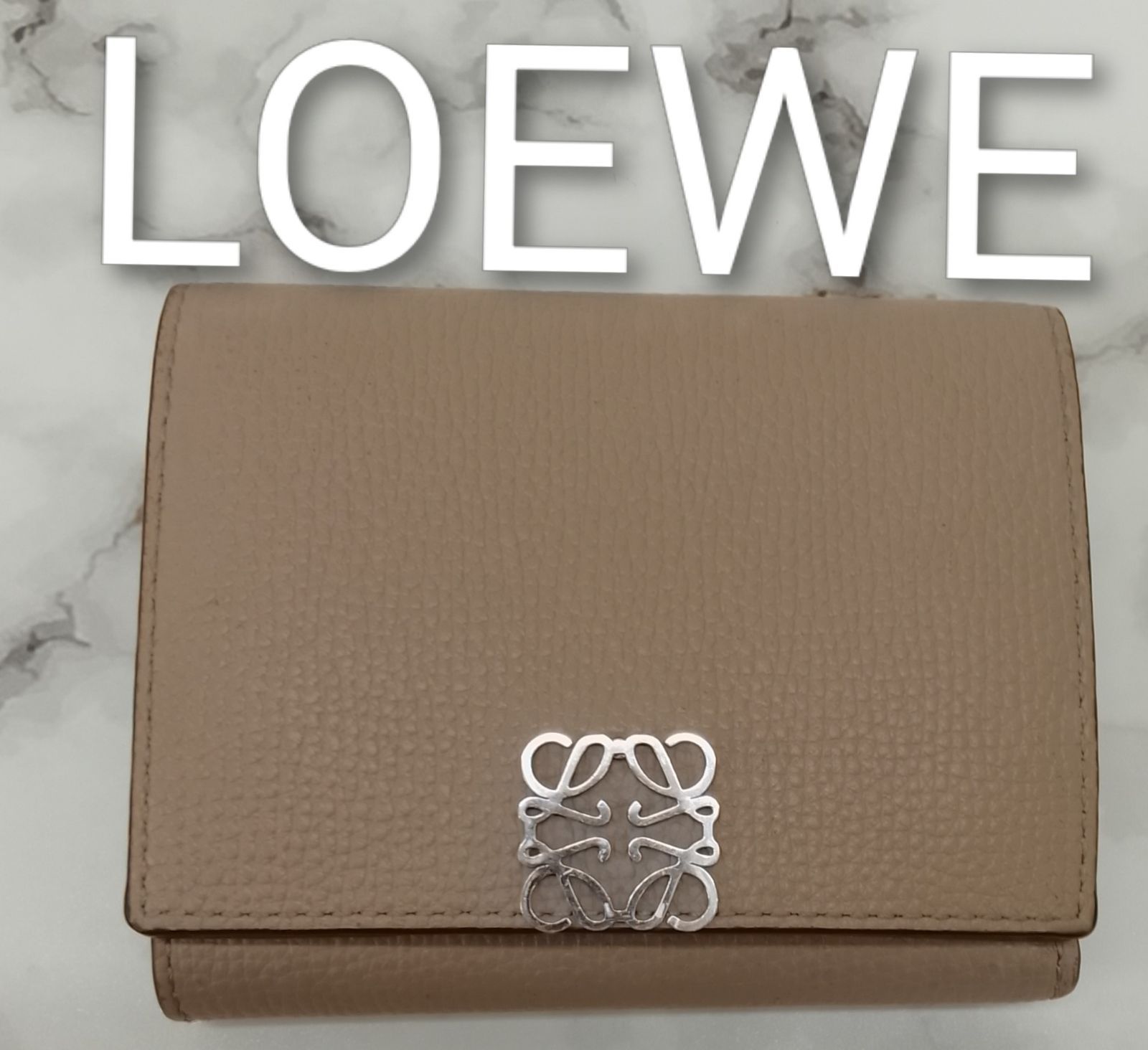 101536 LOEWE ロエベ 極美品 アナグラム トライフォールド コンパクト 