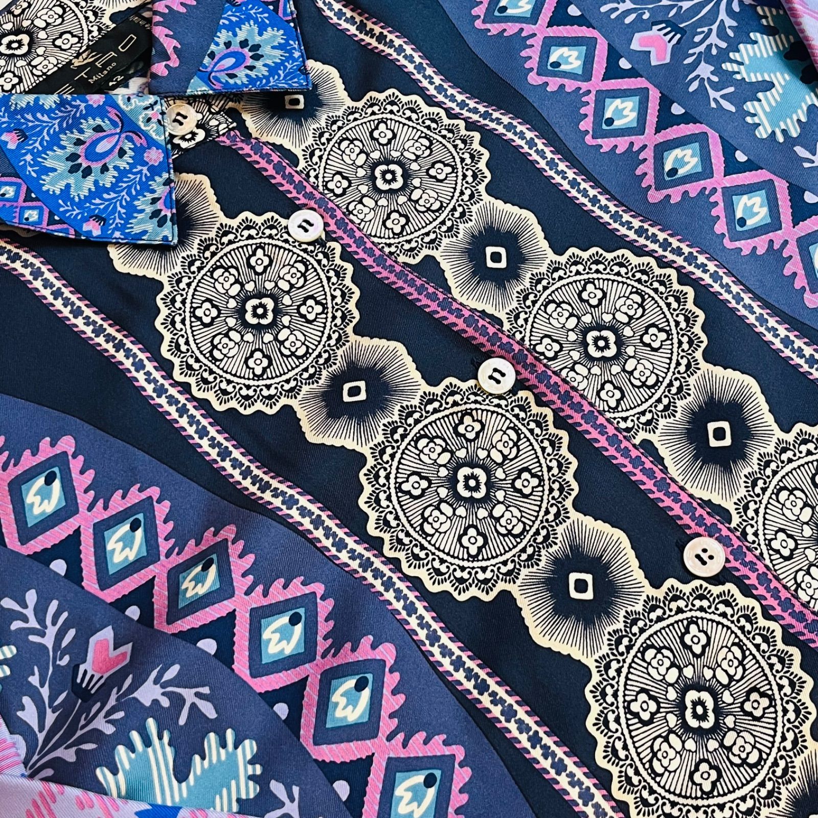 ETRO エトロ 総柄シャツ レディース サイズ42 シルク100% マルチカラー