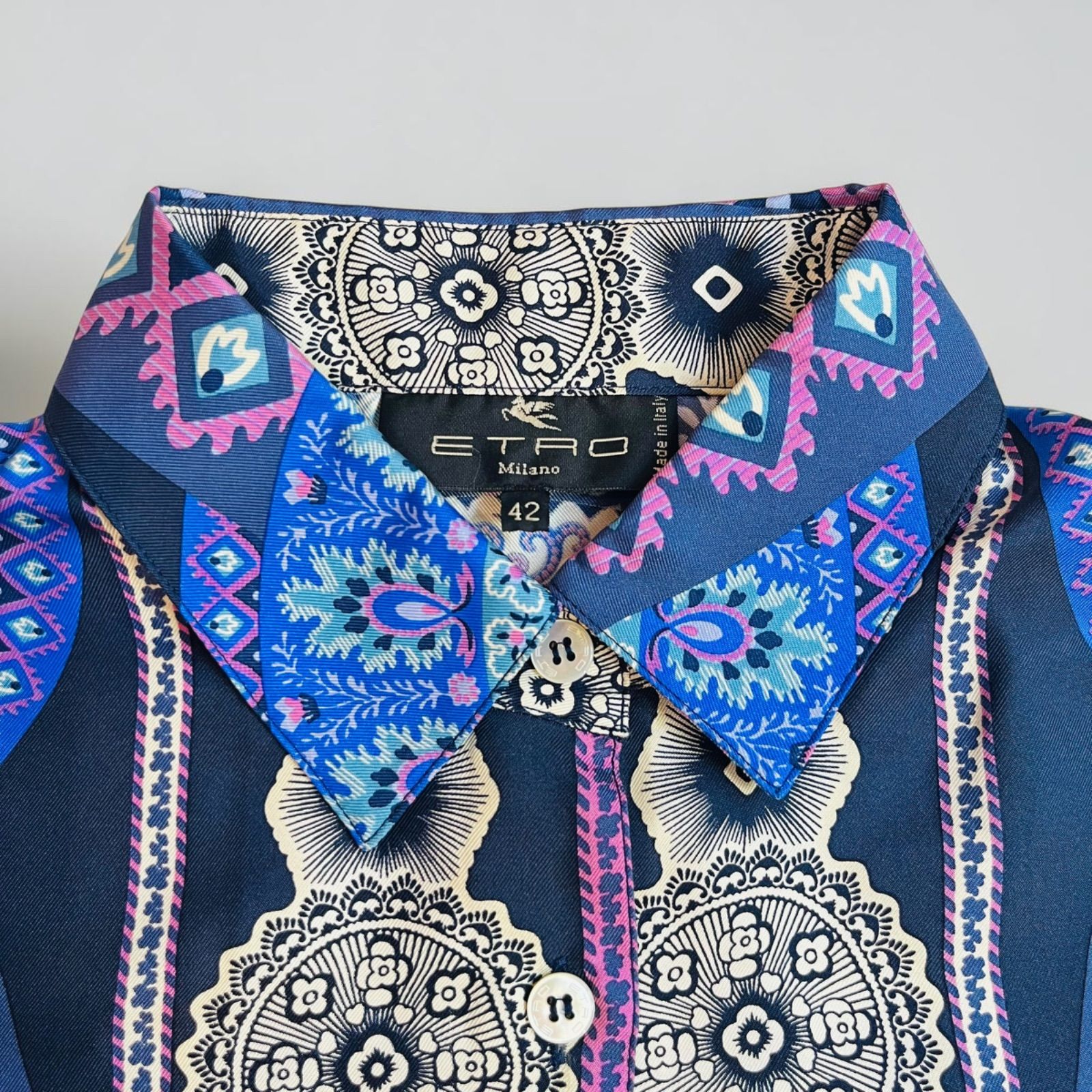 ETRO エトロ シルク100% 花柄 総柄 シャツ ブラウス 46