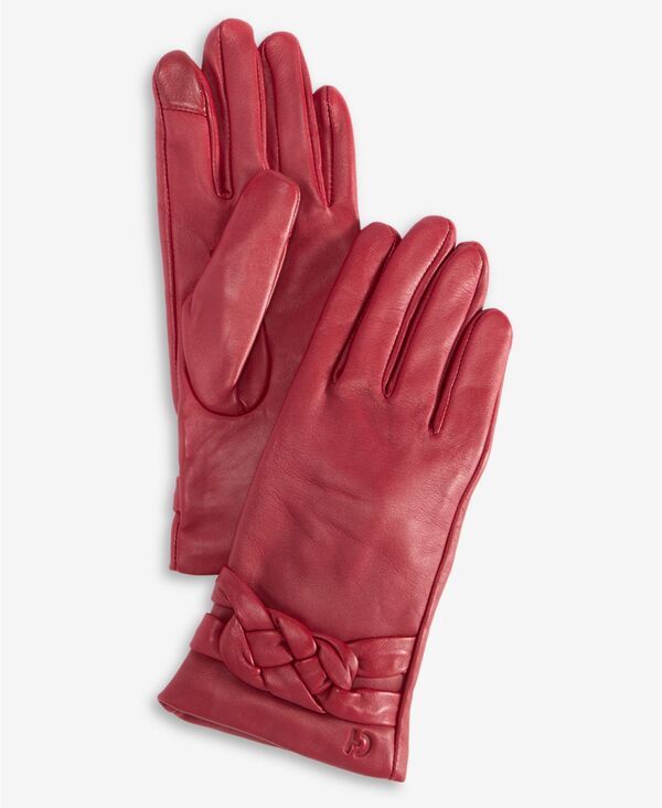 コールハーン レディース アクセサリー 手袋 レザー Cole Haan Womens BraidedCuff Leather Gloves Cherry