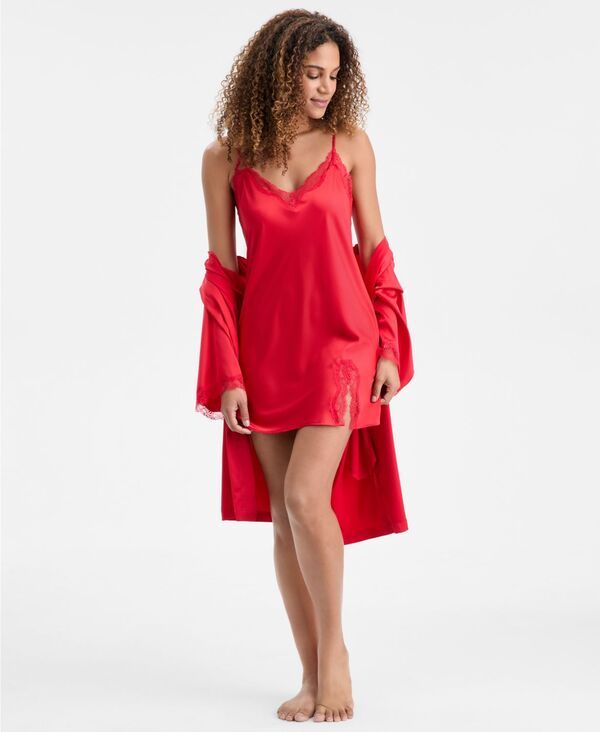 アイエヌシー インターナショナル コンセプト レディース アンダーウェア ナイトウェア サテン レース INC International Concepts Womens LaceTrim Satin Chemise XS3X Ski Patrol
