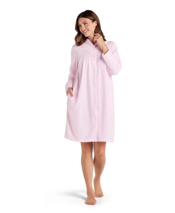 ミス エレーン レディース アンダーウェア ナイトウェア 長袖 Miss Elaine Womens LongSleeveshort Robe Pink ピンク