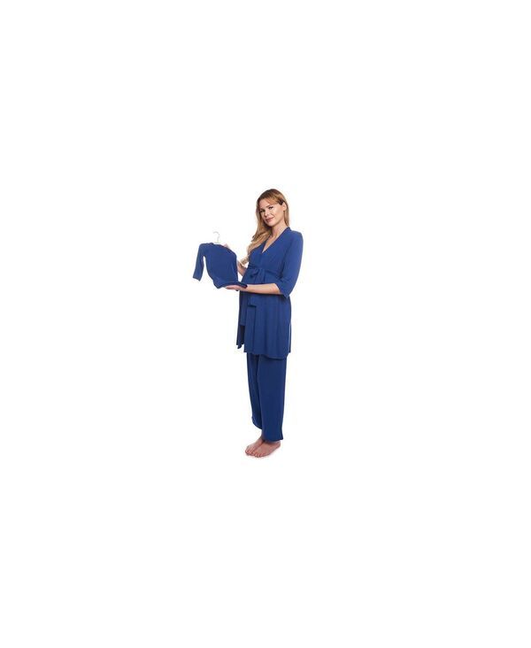 エヴァリーグレー レディース アンダーウェア ナイトウェア マタニティ Everly Grey Maternity Analise During After 5Piece MaternityNursing Sleep Set Denim blue デニム