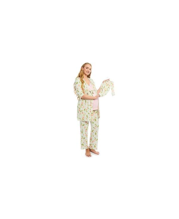 エヴァリーグレー レディース アンダーウェア ナイトウェア マタニティ Everly Grey Maternity Analise During After 5Piece MaternityNursing Sleep Set Carnation