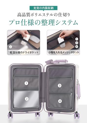 Mularda] スーツケース フロントオープン 多機能 キャリーケース 機内