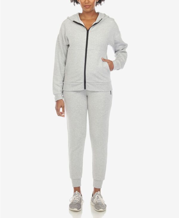 ホワイトマーク レディース アンダーウェア ナイトウェア トラックスーツ フリース White Mark Womens Fleece Lined 2Pc Tracksuit Set Heather Gray グレー 18,360円
