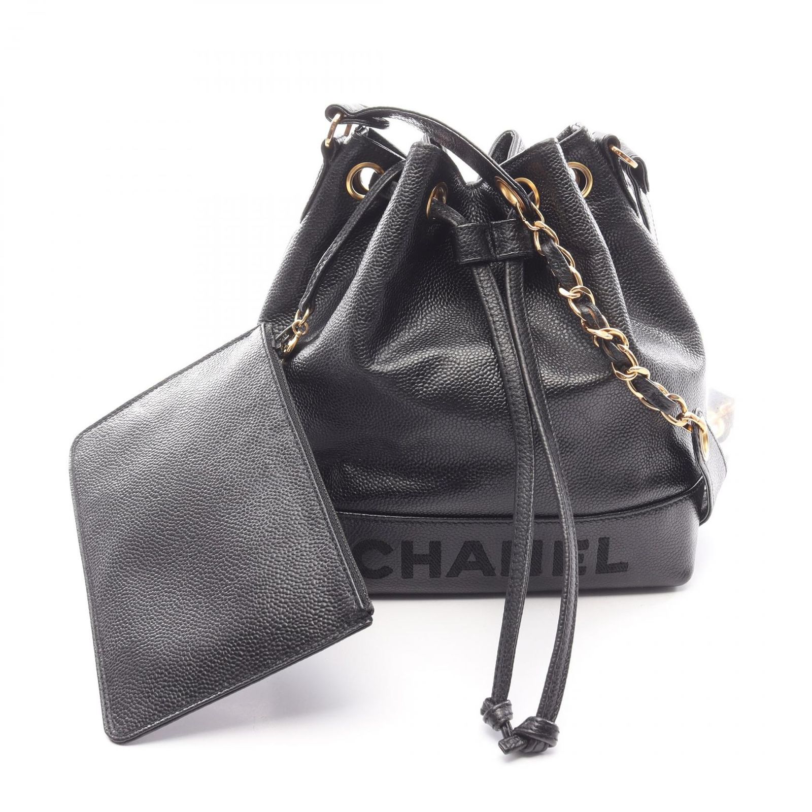シャネル CHANEL ショルダーバッグ バケットバッグ ブラック カーフ 
