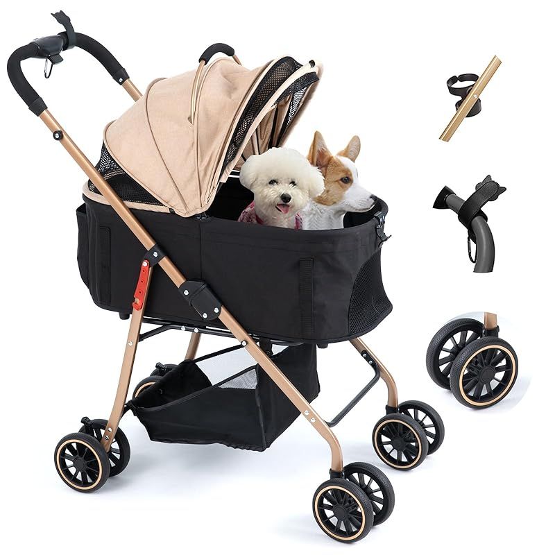 MILA&LOUIS ペットカート 多頭の小型犬&猫 中型犬一匹用 犬 カート - 分離・全体として ワンタッチ 折りたたみ可能 犬 ベビーカー 人気 コンパクト ペットかーと ドッグ バギー 軽量 犬 キャリー 折り畳み ペットキャリー 取り外し可能 四 1