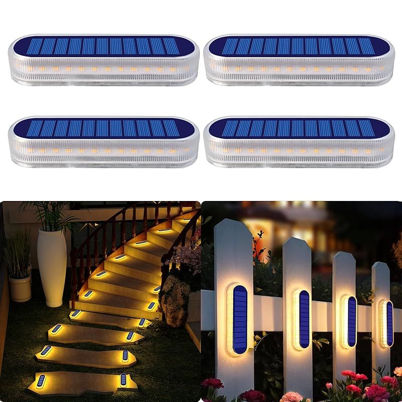 DetarZinLED ソーラーライト 屋外 ガーデンライト IP68防水 30LED 暖色 ソーラー 屋外 階段ライト 庭 ライト 太陽光パネル充電 自動点灯/消灯 玄関先 庭 通路 車道 芝生 駐車場に最適 （４個セット） 1