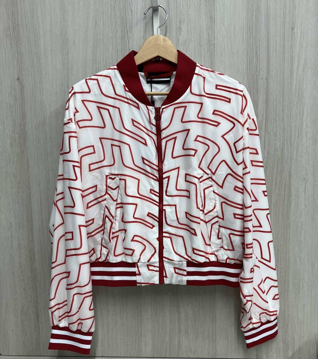 美品 J.LINDBERG ジェイリンドバーグ ゴルフウェア ジャケット Mサイズ ホワイト/レッド レディース