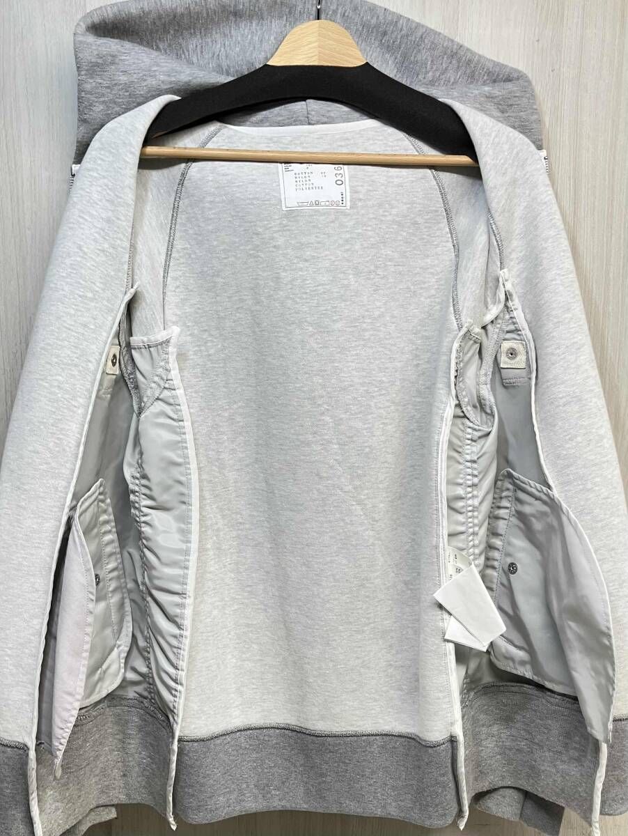 sacai SCM-036 Sponge Sweat MA-1 Zip Hoodie ジップアップ パーカー