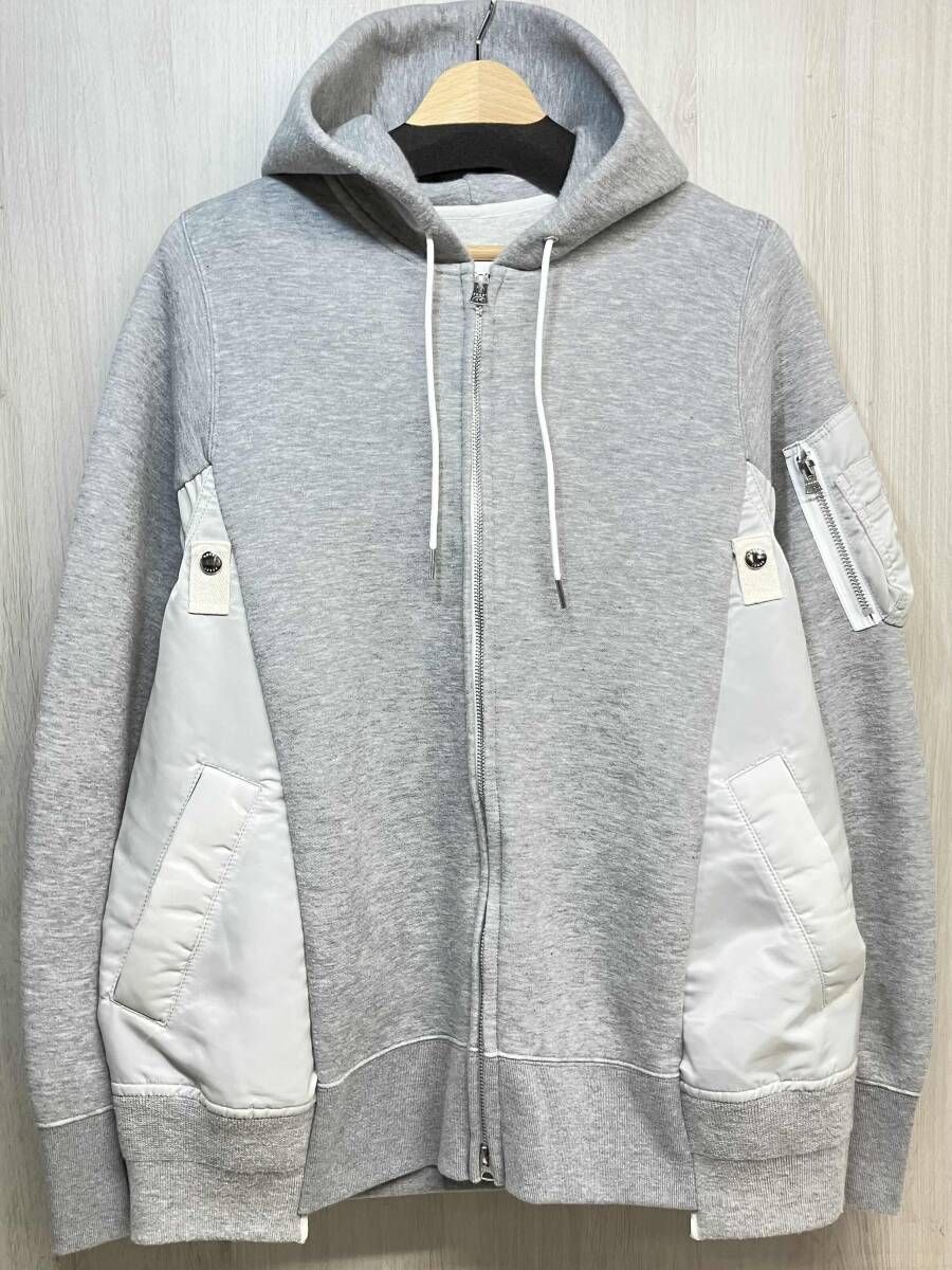 sacai SCM-036 Sponge Sweat MA-1 Zip Hoodie ジップアップ パーカー