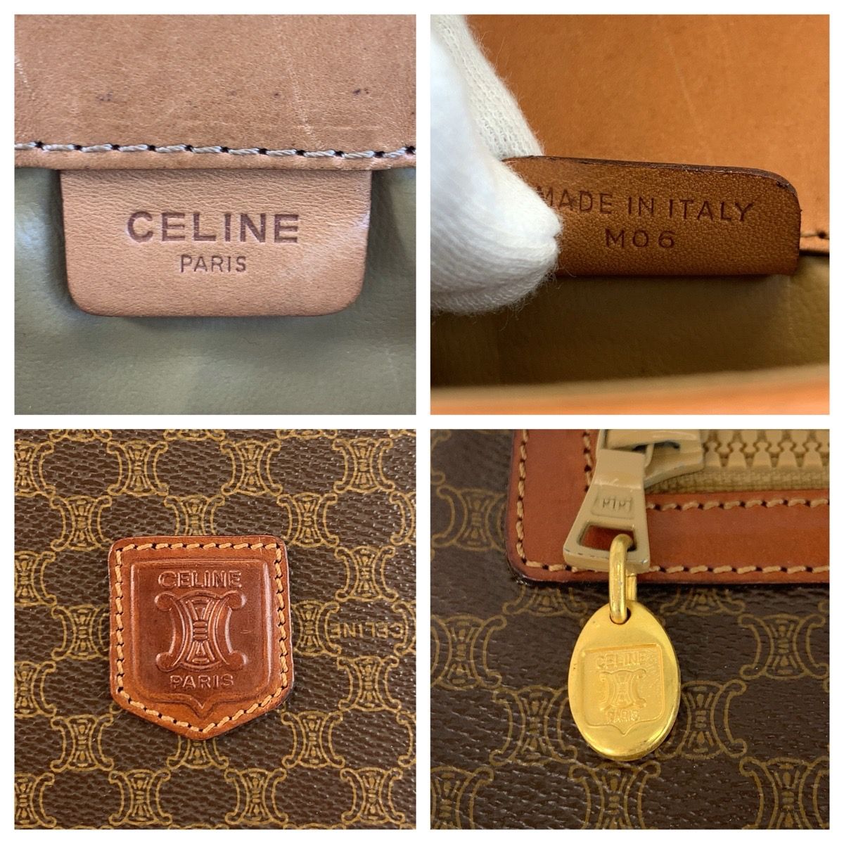 美品 CELINE セリーヌ ヴィンテージ マカダム ブラウン ゴールド金具