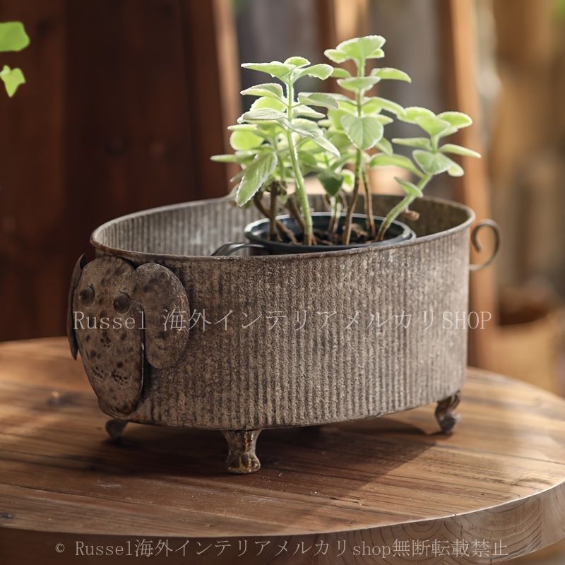 プランター 植木鉢 プランターポット ヴィンテージ風 おしゃれ かわいい アニマル 動物 アンティーク風 多肉植物 寄せ植え 屋内 屋外 ガーデニング グリーン 小物入れ インテリア おもしろ雑貨 4-7