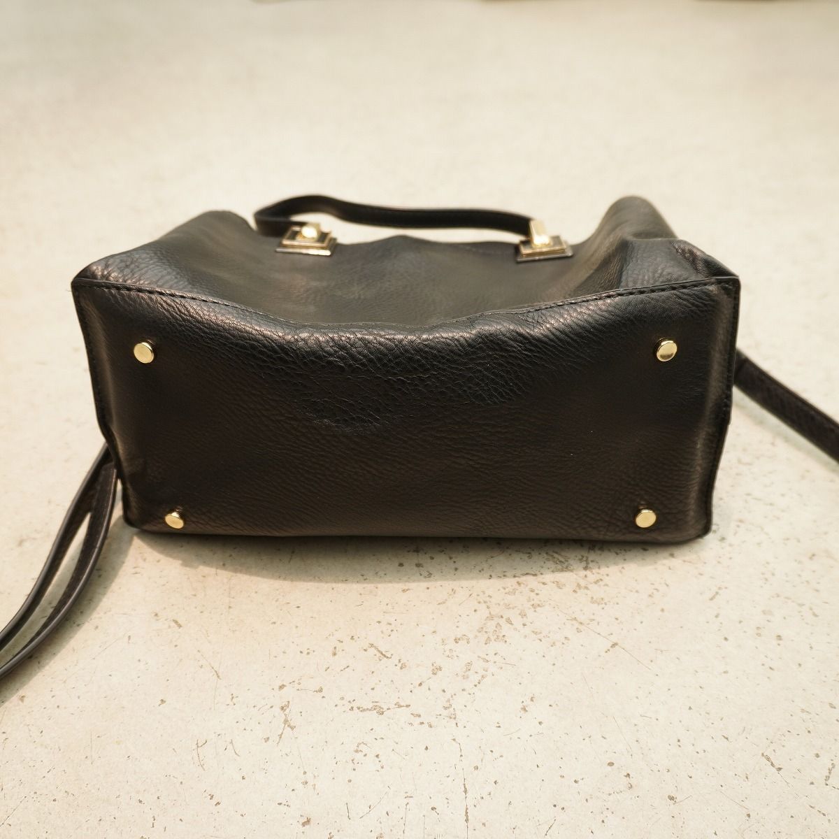nouer ヌエール レザー 2Way ハンド ショルダー バッグ 黒 ○☆4 